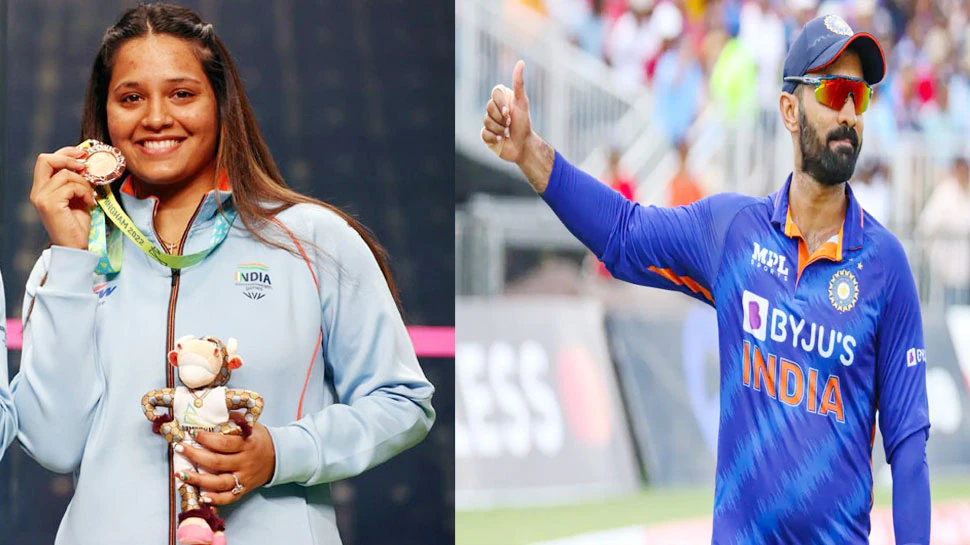 Dinesh Karthik congratulates her wife deepika pallikal and sourav ghoshal on winning bronze medal in...