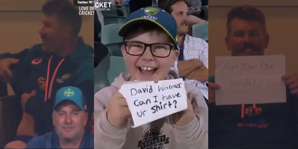 LIVE मैच में नन्हें मेहमान की डिमांड पूरी करने के लिए David Warner ने उतारी टी-शर्ट, वायरल हो गया VI...