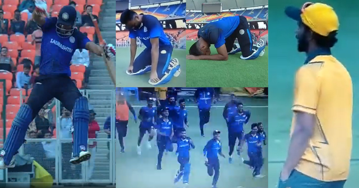 Saurashtra team players celebrate after winning the Vijay Hazare Trophy title 2022 video
