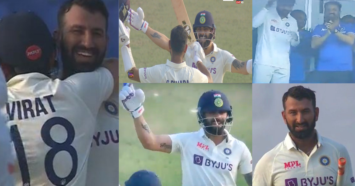 VIDEO: हवा में लहराया बल्ला, फिर कोहली संग किया डांस, 1443 दिन बाद शतक ठोक Cheteshwar Pujara ने खास...