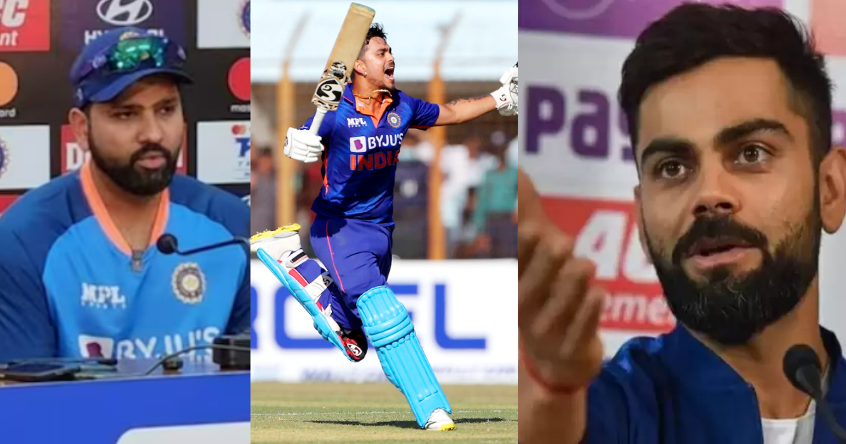 Rohit Sharma and Virat Kohli on Ishan Kishan Double century