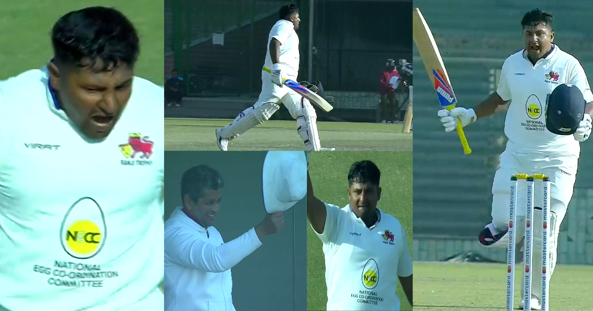Sarfaraz Khan Celebration vs Delhi After Century