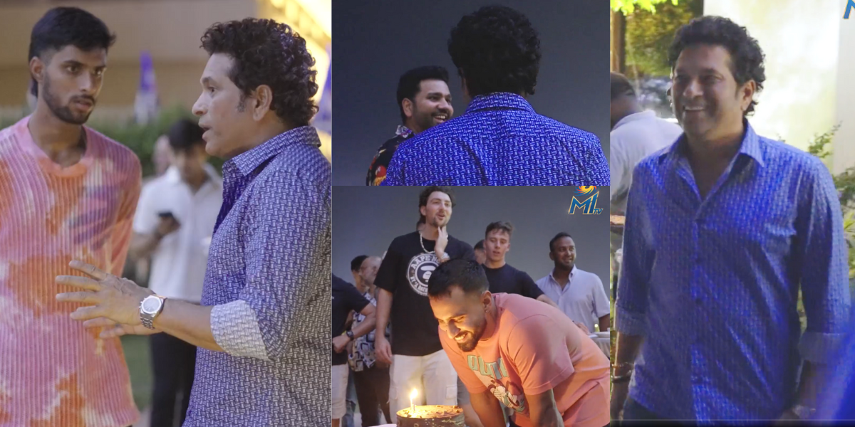 Mumbai Indians की जीत के सेलिब्रेशन में रोहित शर्मा काट रहे थे बवाल, तो तिलक वर्मा सचिन से ले रहे थे...