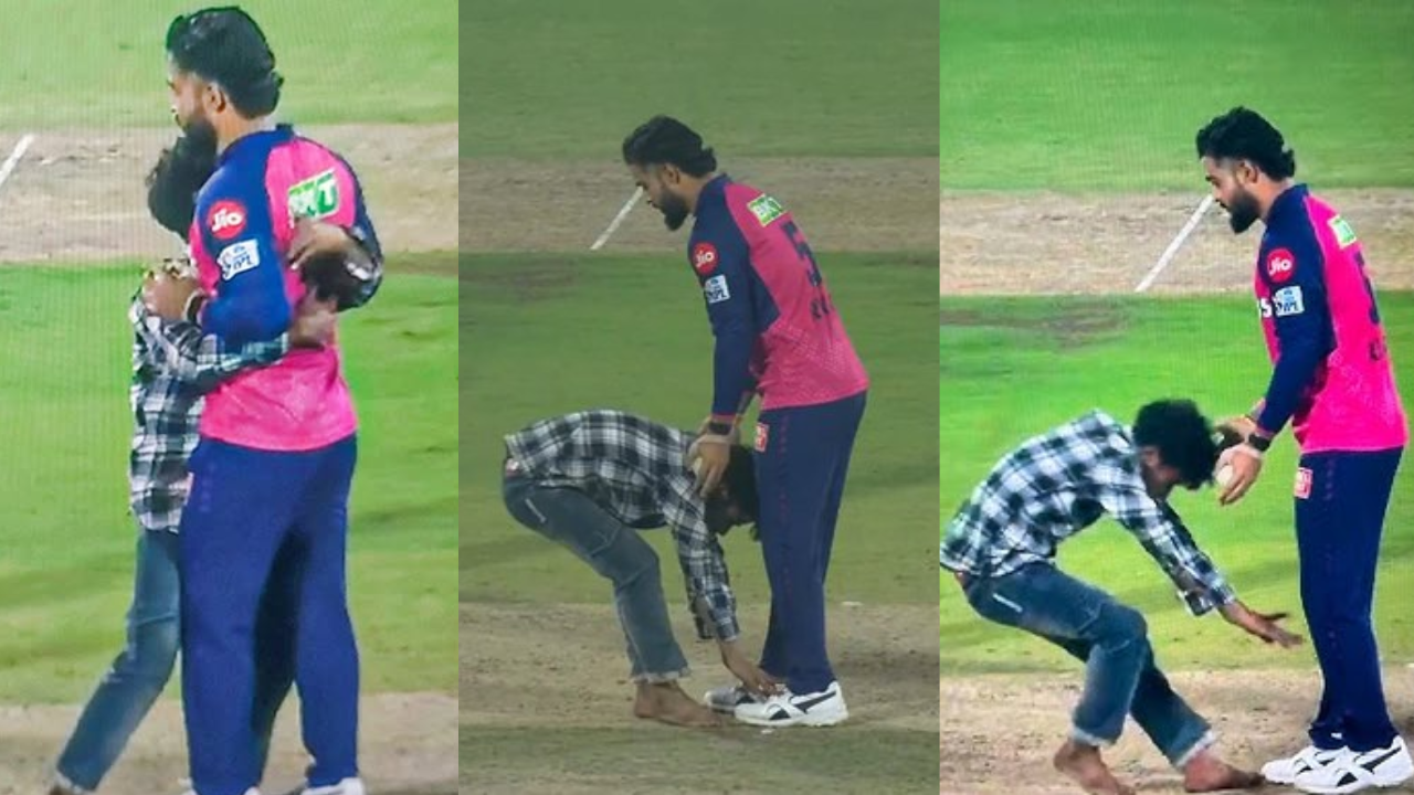 riyan parag foot touching ipl 2025