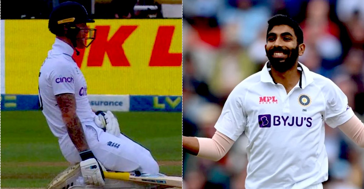 Ben Stokes hit by Jasprit Bumrah