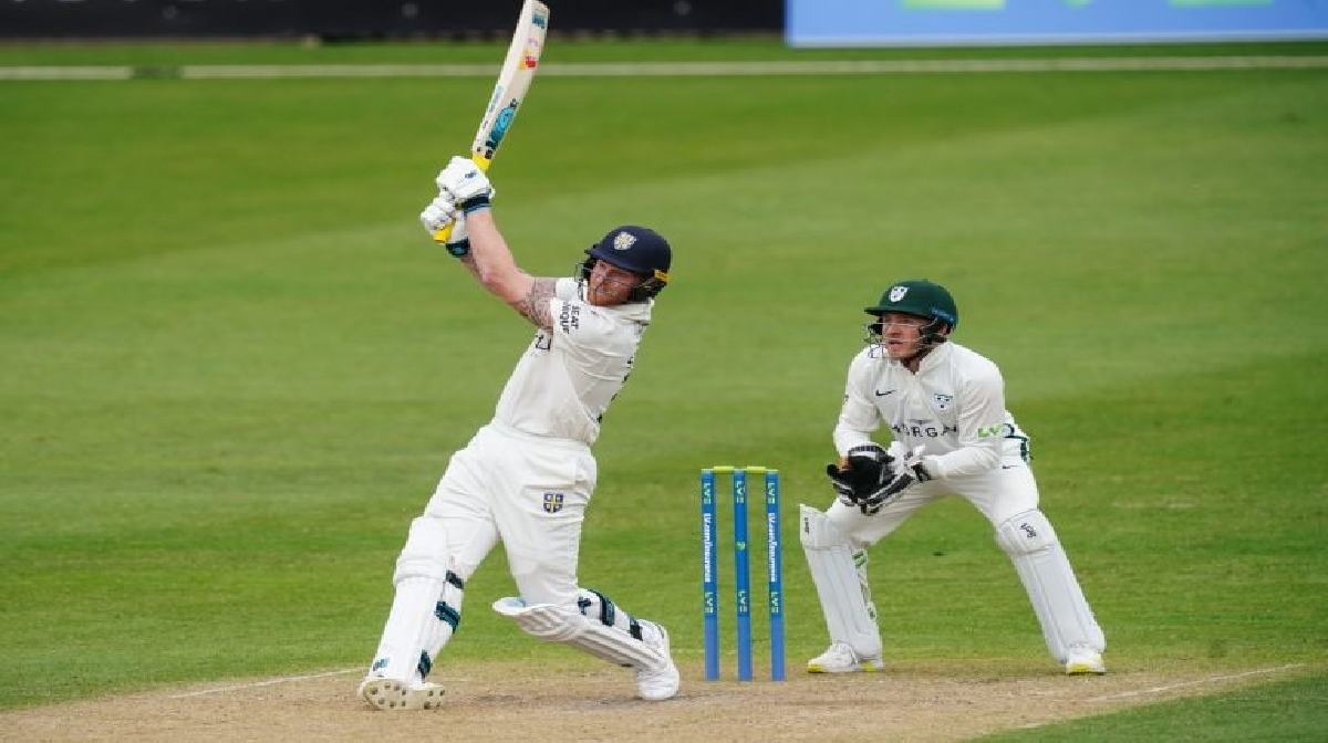 Ben stokes century in 64 balls 5 sixes in an over county championship durham england cricket