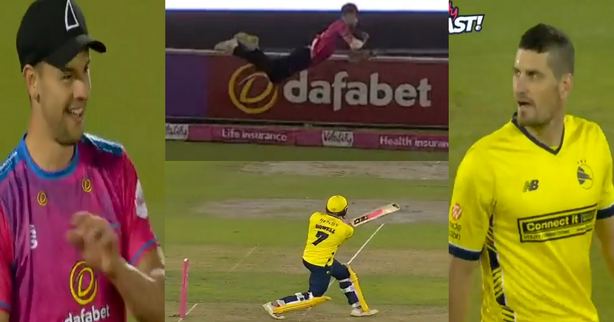 VIDEO: T20 Blast में पकड़ा गया क्रिकेट इतिहास का सबसे करिश्माई कैच, खिलाड़ी ने 5 सेकंड तक हवा में उड़कर...