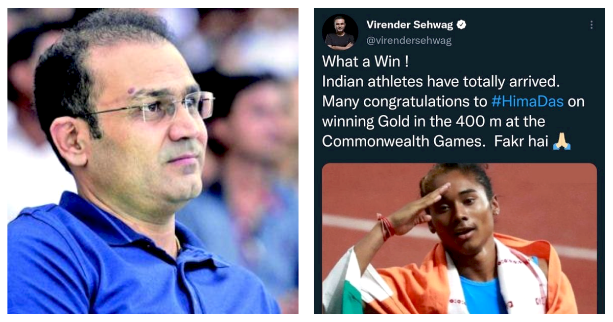 CWG 2022 virender sehwag trolled after wrongly congratulating hima das for winning gold