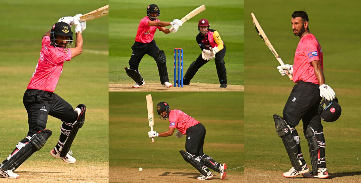 Cheteshwar pujara-smashed 117 runs in 113 balls in england one day cup 2023