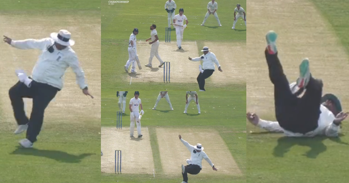 County Cricket: LIVE मैच में आया भूकंप, अचानक औंधे मुंह गिर गया अंपायर, बाल-बाल बची जान तो VIDEO हुआ...