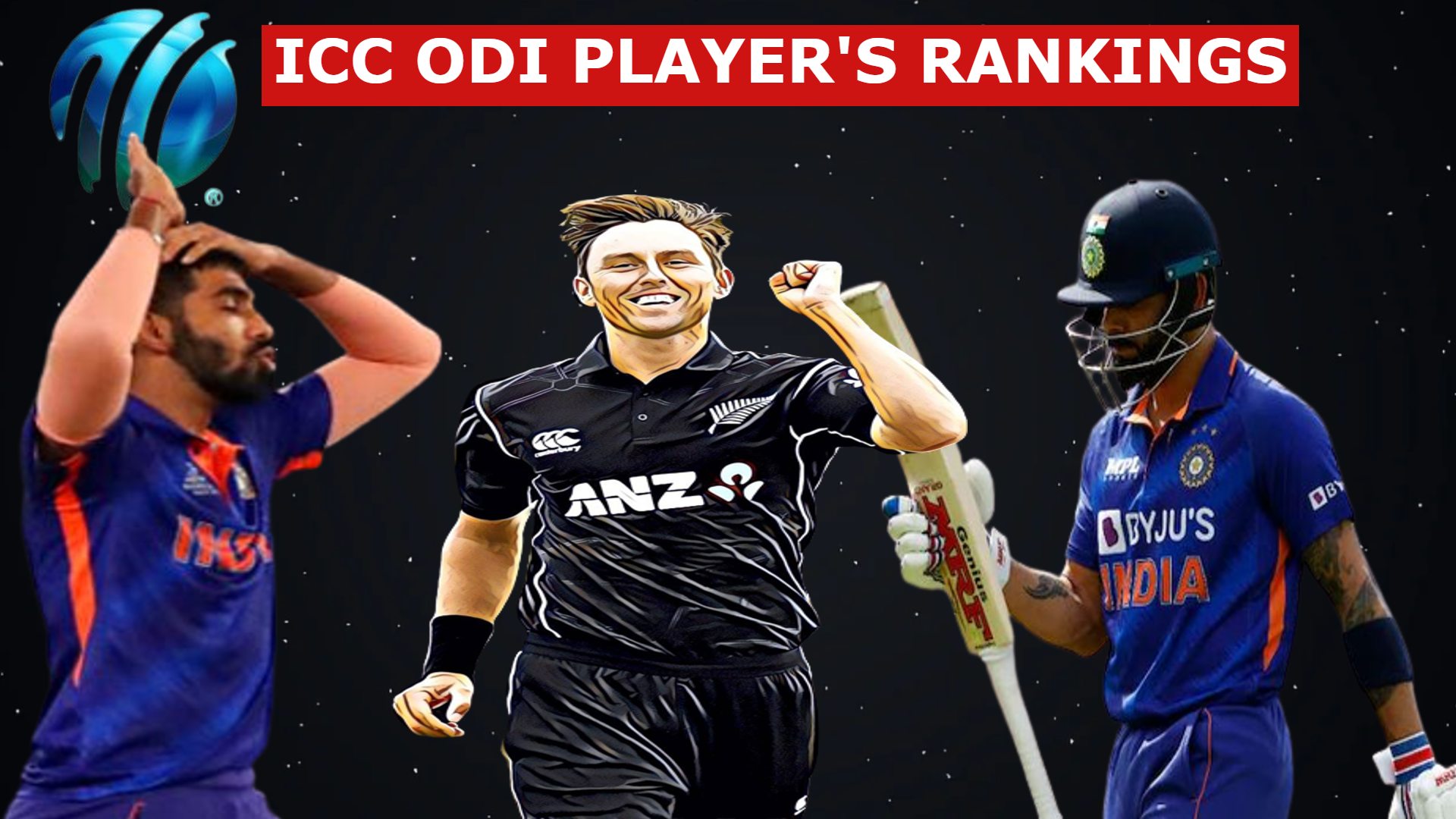 ICC ODI Rankings jasprit bumrah virat kohli and rohit sharma downs and pandya enters in top 10 all r...