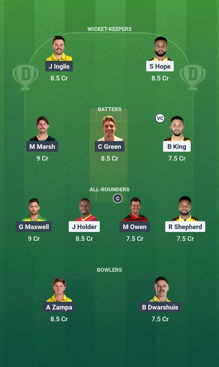 WI vs AUS Dream11 Prediction