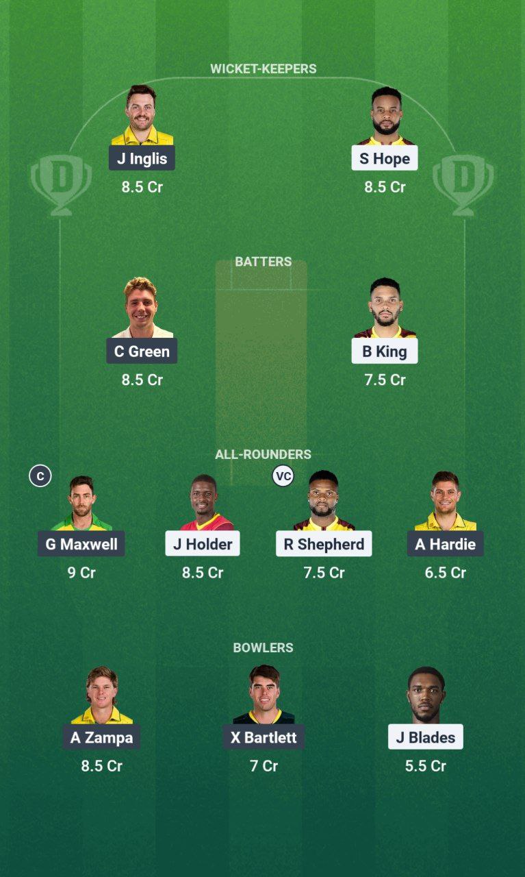 WI vs AUS Dream11 Prediction