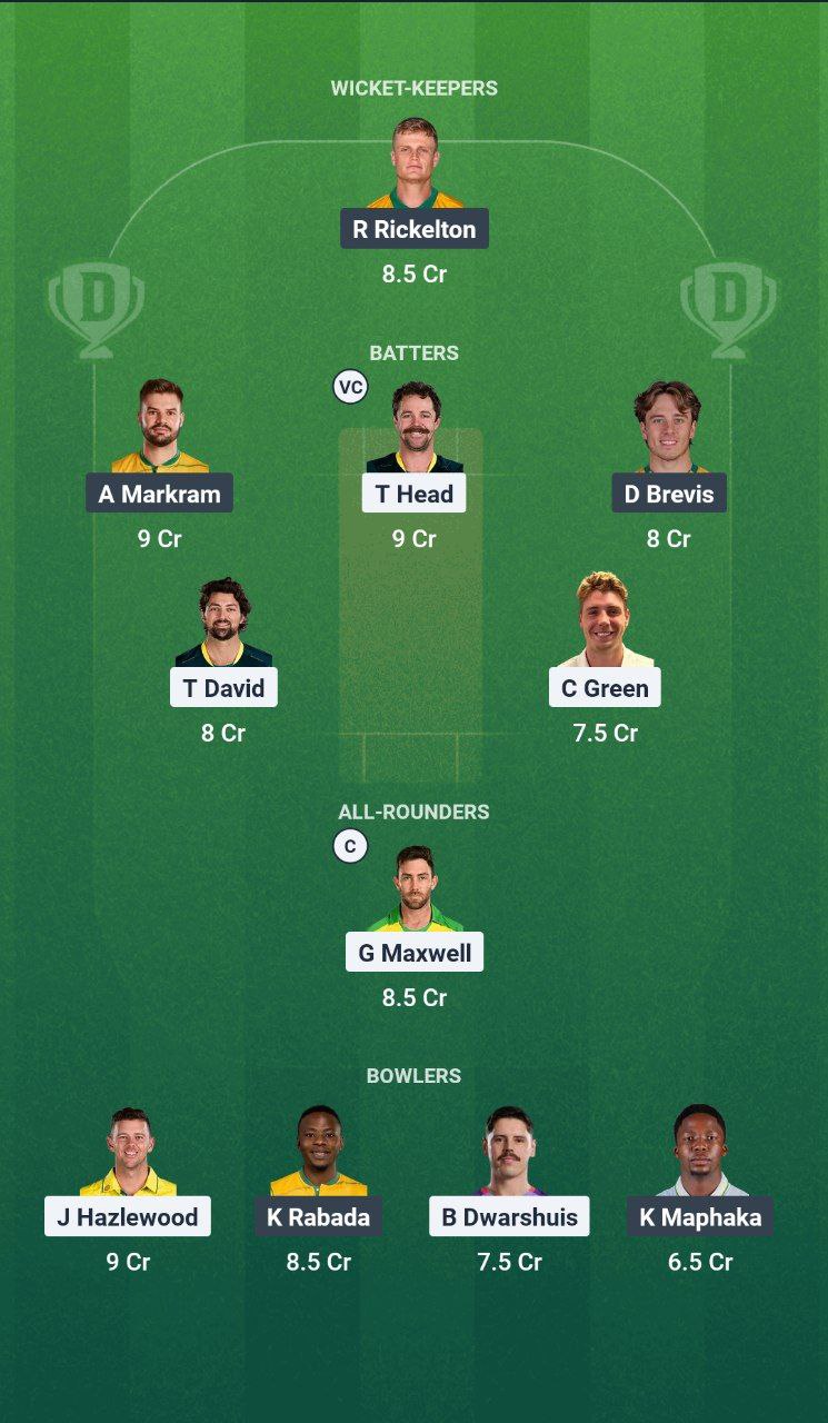 AUS vs SA Dream11 Prediction