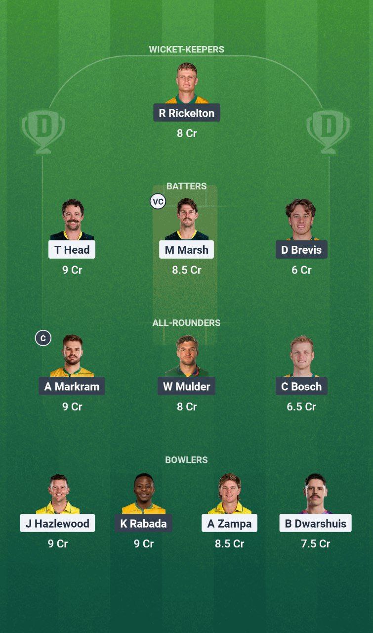 AUS vs SA Dream11 Prediction