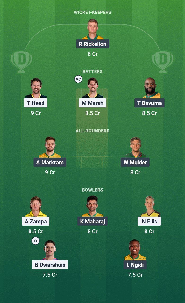 AUS vs SA Dream11 Prediction