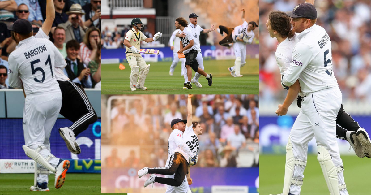 Jonny Bairtstow lift Invader in Lords test ashes 2023
