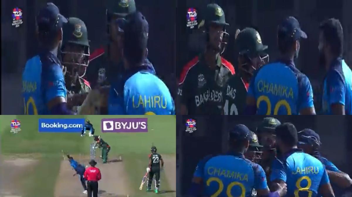 Liton Das Lahiru Kumara Fighting Video-T20 WC 2021-SL vs BAN