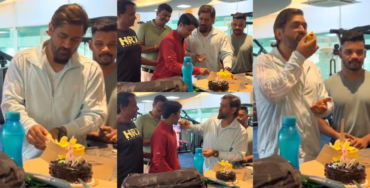 MS Dhoni celebrates winning IPL 2023 trophy for the 5th time by cutting cake with friends video goes...