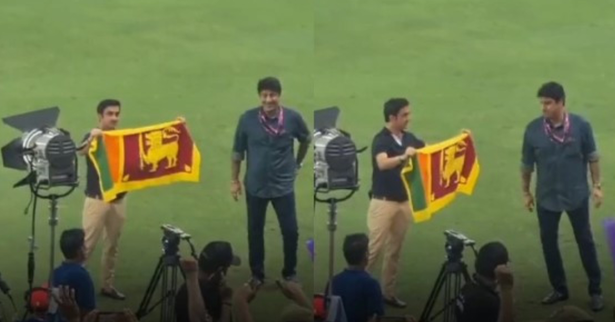 Gautam Gambhir With Sri Lanka Flag Asia Cup Final