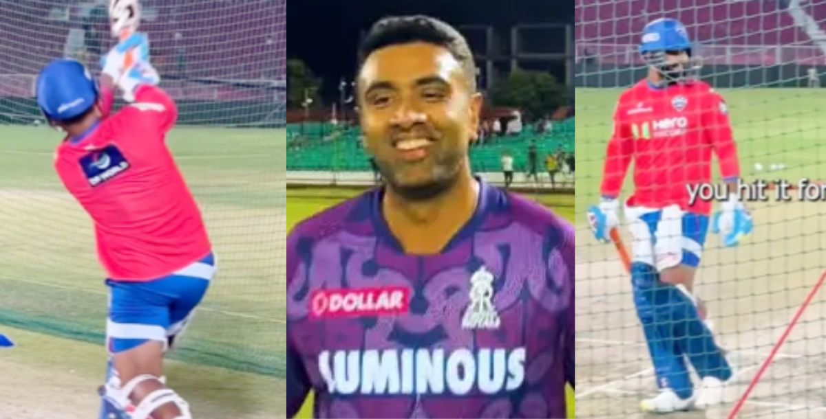 R Ashwin takes revenge on Rishabh Pant during practicing in the nets ahead dc vs rr match video goes...