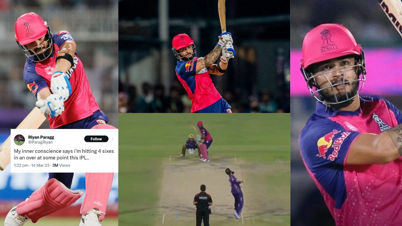 Riyan Parag Six Sixes Vs KKR