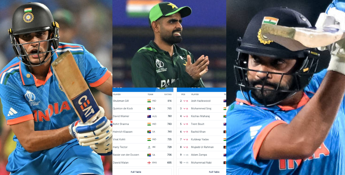 Rohit Sharma and Shubman Gill gained while Babar Azam suffered loss in ODI Batting rankings