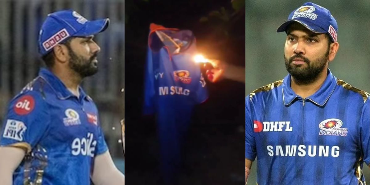 Rohit Sharma से छीनी गई कप्तानी, तो फैंस ने मुंबई इंडियंस की जर्सी में लगाई आग, वायरल हुआ VIDEO