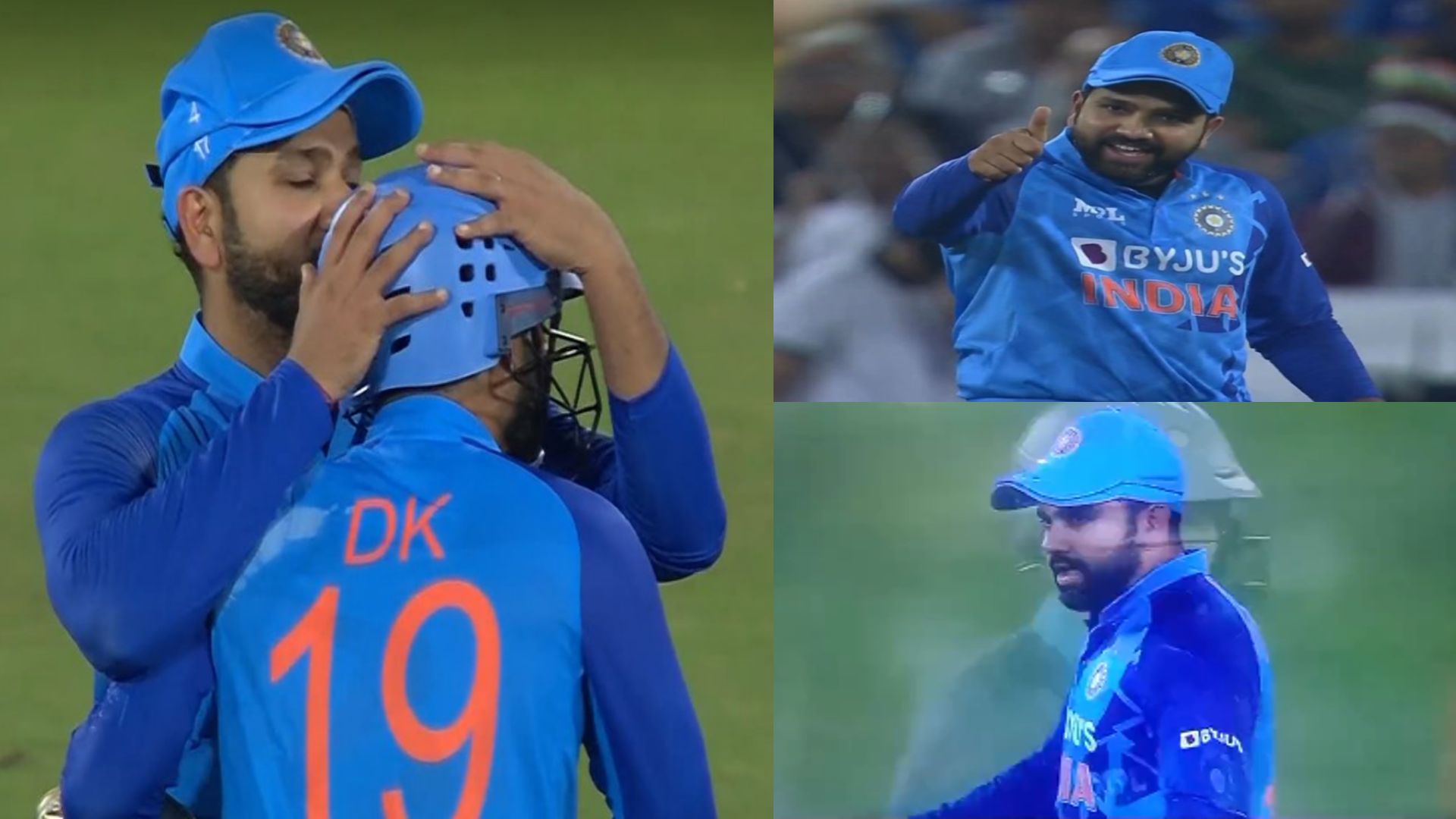 Rohit Sharma kissed on Dinesh Karthik head in 3rd T20 IND vs AUS 2022