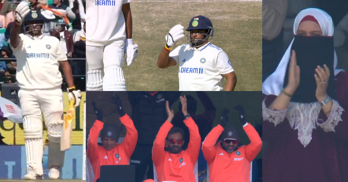 Sarfaraz Khan ने फिफ्टी के बाद अपनी पत्नी पर लुटाया प्यार, सबके सामने दी FLYING KISS, वायरल हुआ VIDE...