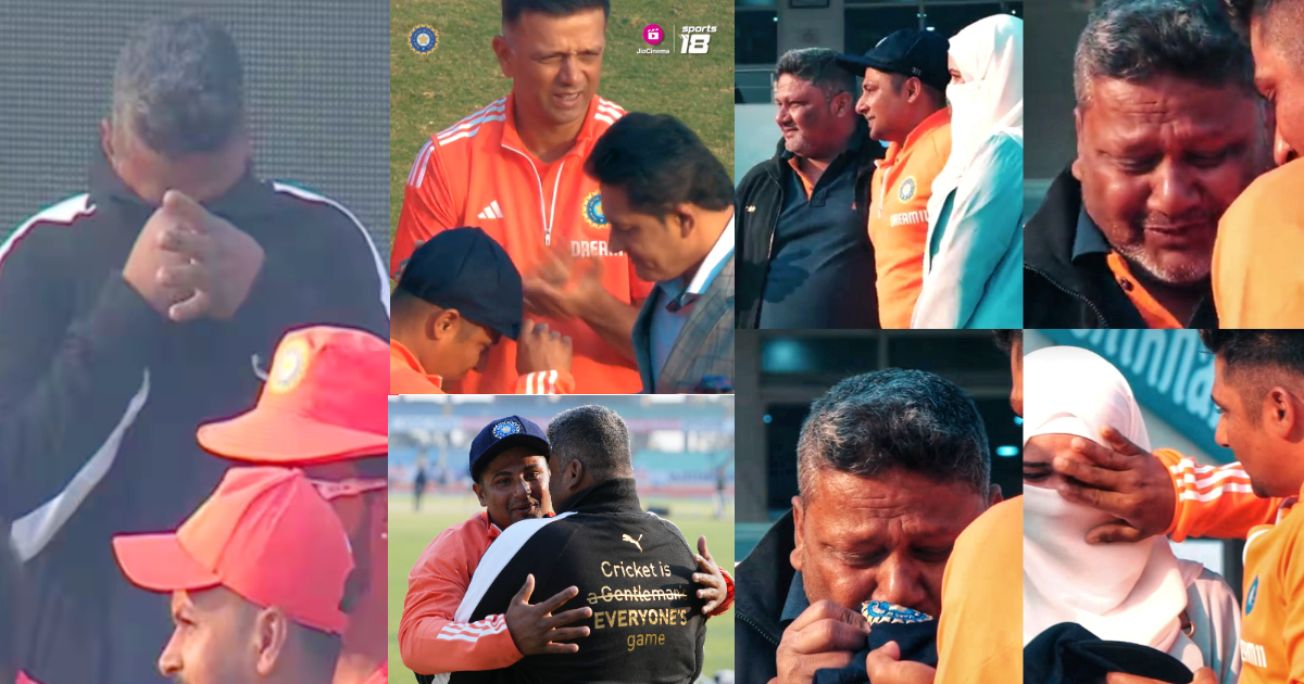 ind vs eng Son Sarfaraz Khan's debut father Naushad Khan's emotional video goes viral
