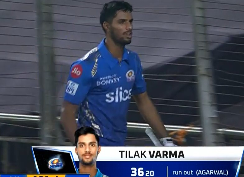 Tilak Varma Run out vs PBKS