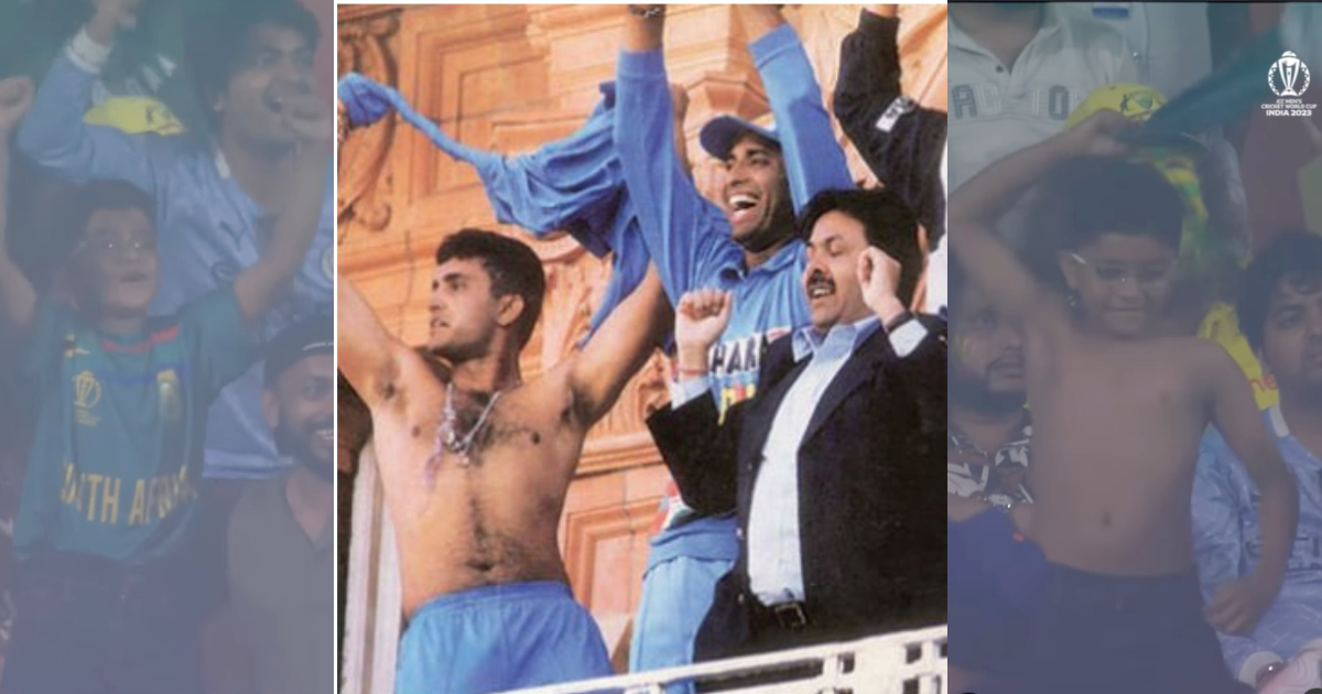 Sourav Ganguly के स्टाइल में नन्हें फैन ने स्टेडियम में लहराई टीशर्ट, तो दादा की भी छूट गई हंसी, VID...