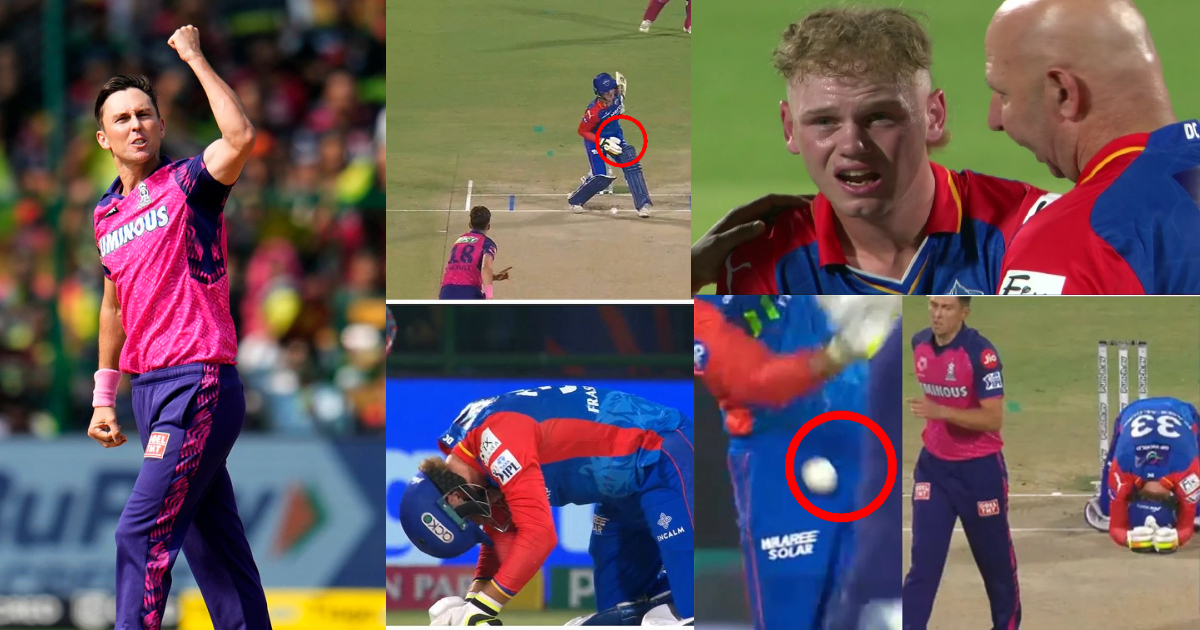 Trent Boult के खिलाफ घुटनों पर आया दिल्ली का तूफ़ानी बल्लेबाज, ऐसी जगह लगी गेंद, 5 मिनट तक रुका खेल