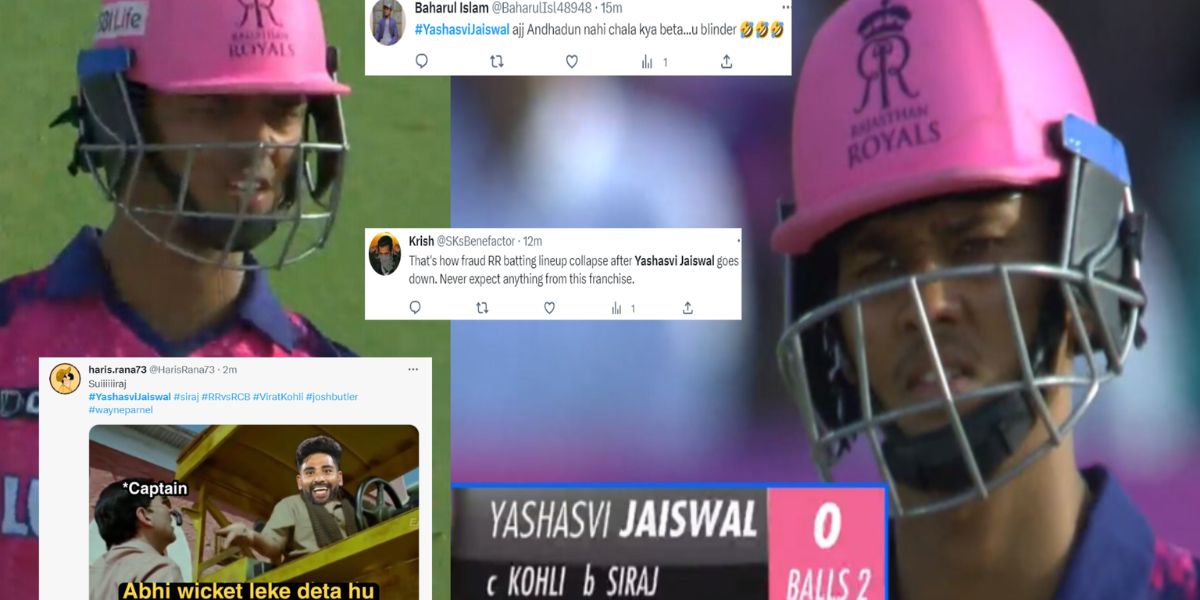 "और भाई निकल गई हवा", RCB के खिलाफ खाता भी नहीं खोल पाए यशस्वी जायसवाल, तो सोशल मीडिया पर जकर उड़ा मज...