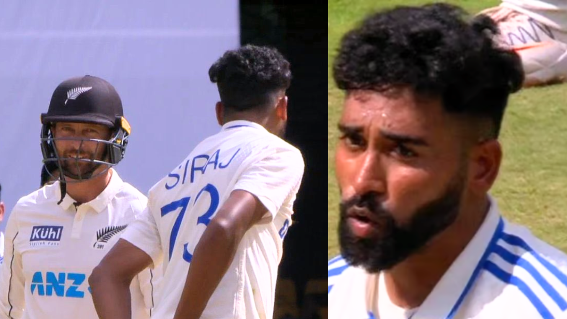 विकेट ना मिलने पर गुस्से से लाल पीले हुए डीएसपी Mohammed Siraj, लाइव मैच में टॉम लेथम से जा भिड़े, V...