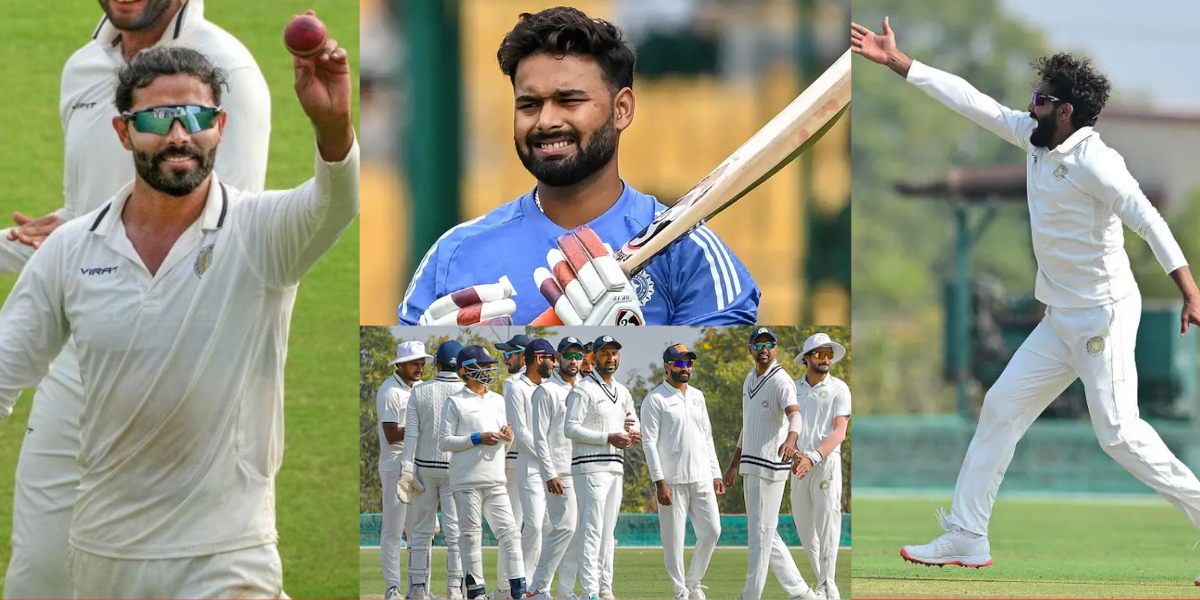 W,W,W,W,W Ravindra Jadeja wreaked havoc with the ball in ranji 2nd innings too giving Pant's team sl...