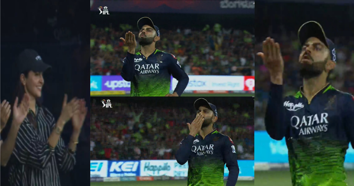 VIDEO: 40 हजार लोगों के आगे रोमांटिक हुए विराट कोहली, कैच लेने के बाद अनुष्का शर्मा को दी 'Flying Ki...