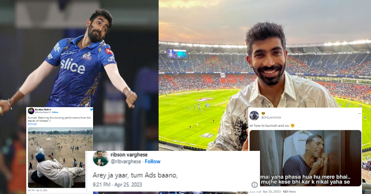 "भाई तू एड ही बना...", अहमदाबाद स्टेडियम में मुंबई को सपोर्ट करने पहुंचे जसप्रीत बुमराह, तो फैंस ने...