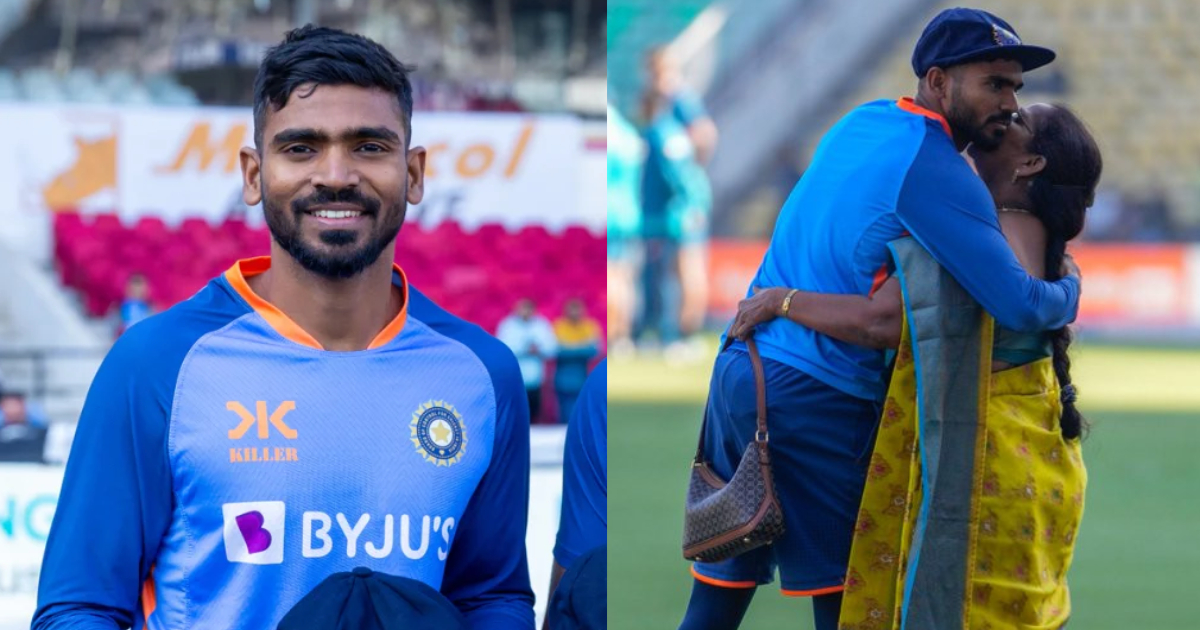 KS Bharat With His Mom - Test Debut