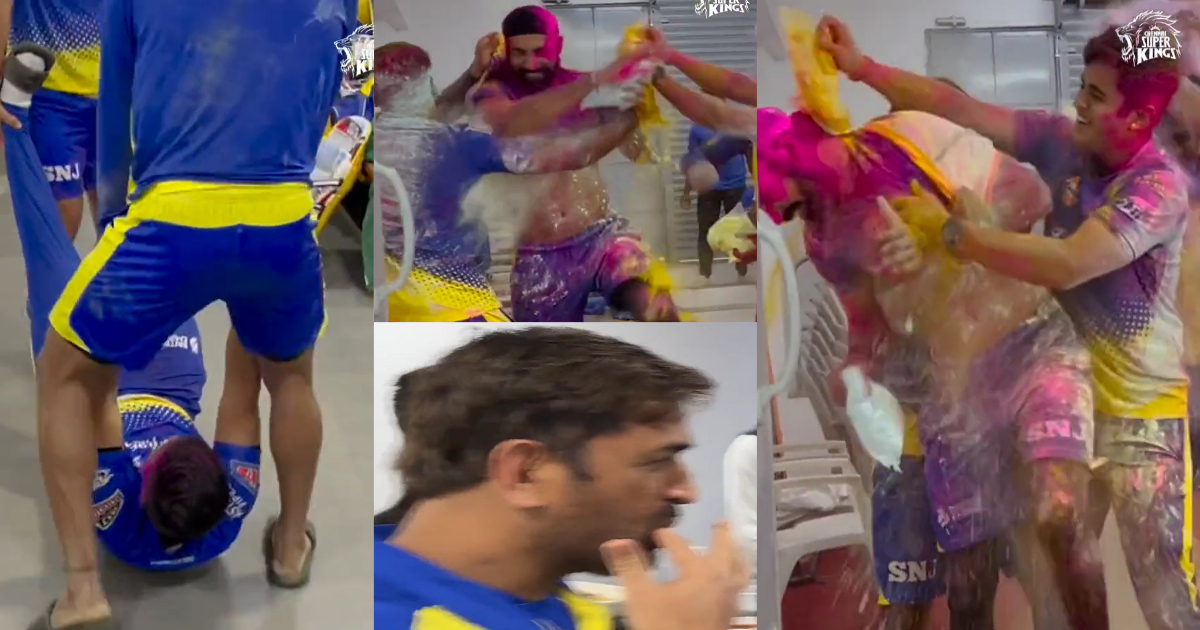 MS Dhoni Holi Video: एमएस धोनी के खेमे में कटा बवाल, खिलाड़ियों ने एक-दूसरे को घसीट-घसीट कर लगाया रं...