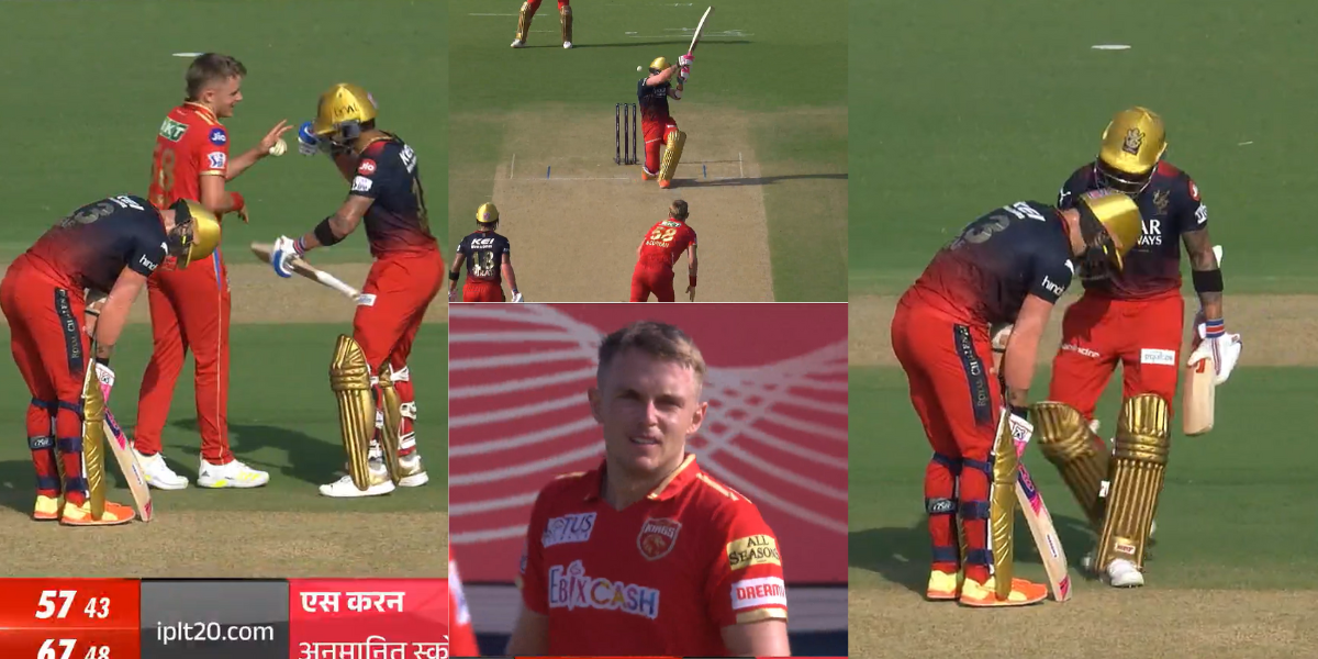 VIDEO: सैम की घातक गेंद पर मुंह के बदल गिरे फाफ डु प्लेसिस, तो कर्रन से भिड़ गए विराट कोहली, गेंदबाज...