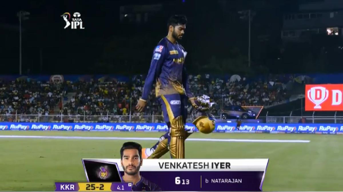 Venkatesh Iyer Wicket vs T Natrajan VIDEO