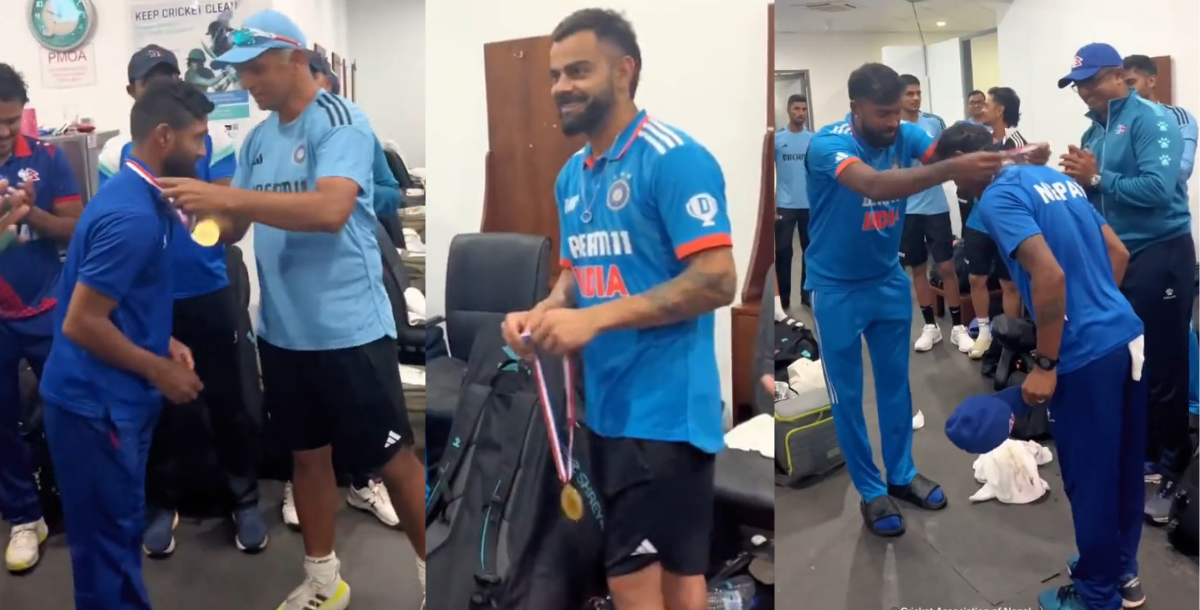 Video Team India player Virat Kohli Hardik Pandya honored the players of Nepal team by giving them m...