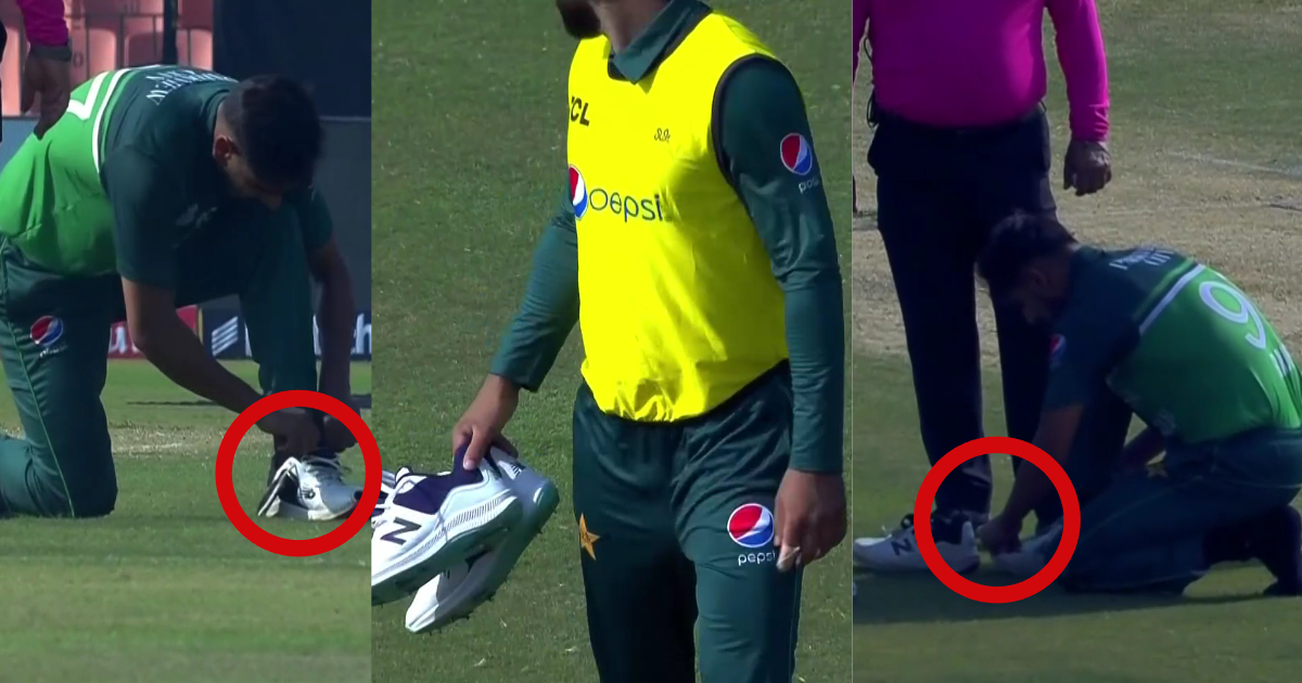 Video haris rauf changed his shoes during pak vs ban live match in asia cup 2023