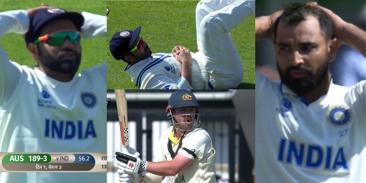 Video rohit sharma shami got angry on ajinkya rahane for drop travis heads catch