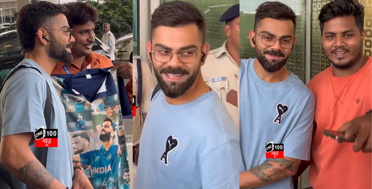 Viral video of fans lining up to take selfie with Virat Kohli at the airport