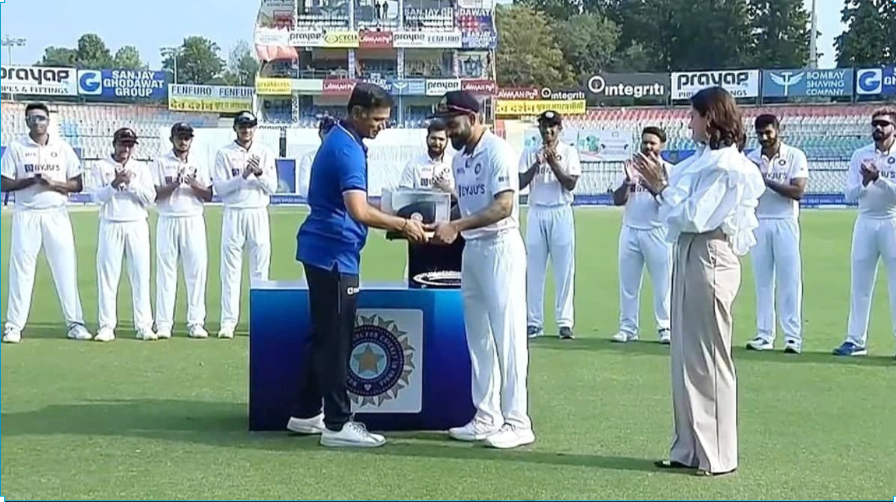 Ravindra Jadeja virat-kohli-100th-test-honord-by-rahul-dravid-in-ind-vs-sl-mohali-test