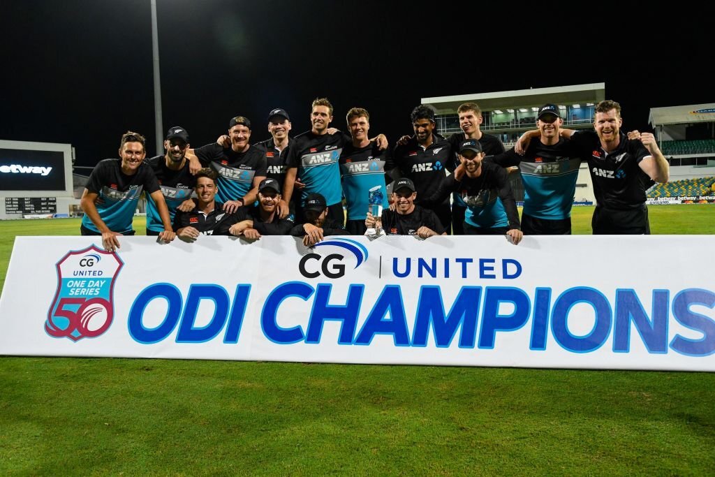 WI vs NZ: 37 साल बाद न्यूजीलैंड ने विंडीज की सरजमीं पर रचा इतिहास, आखिरी मैच में 5 विकेट से दर्ज की...