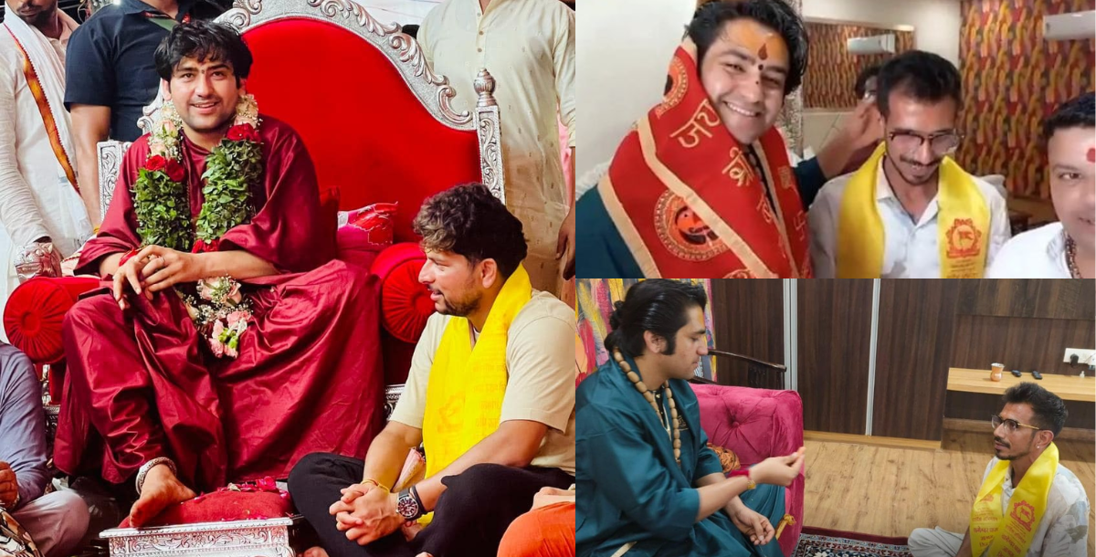 after kuldeep yadav yuzvendra chahal met bageshwar baba dham sarkar photos viral